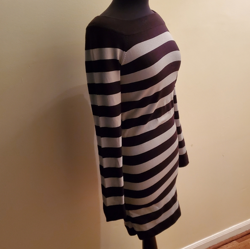 Stripe Knit Dress Black and Gray